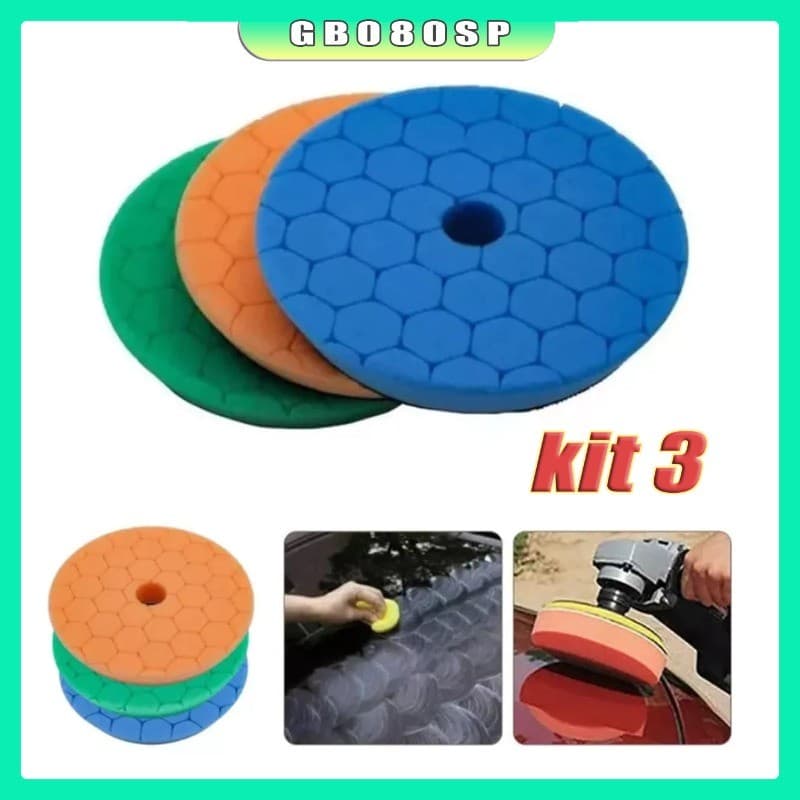 Kit 3 Boina De Espuma Polimento Corte Lustro Refino 5'' Novo Polegadas