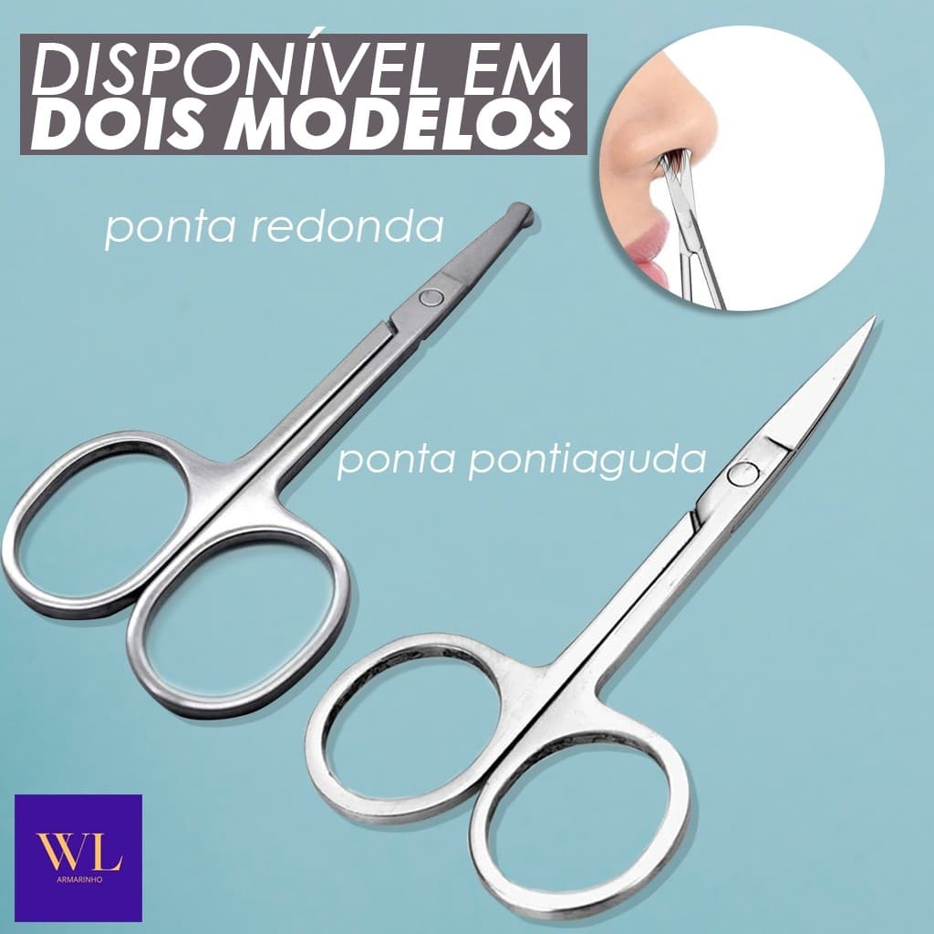 3 Pçs Tesoura para Sobrancelha, Nariz, Cílios e Unhas - Ponta Fina/Redonda, Aço Inoxidável Portátil (S16)