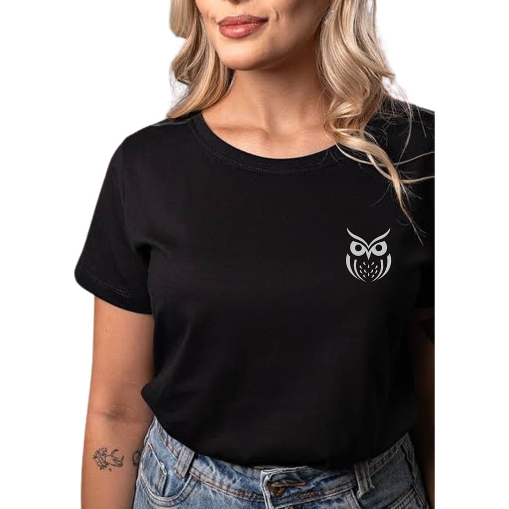 Camiseta T-Shirt Feminina Com Estampa De Coruja/corujinha.!