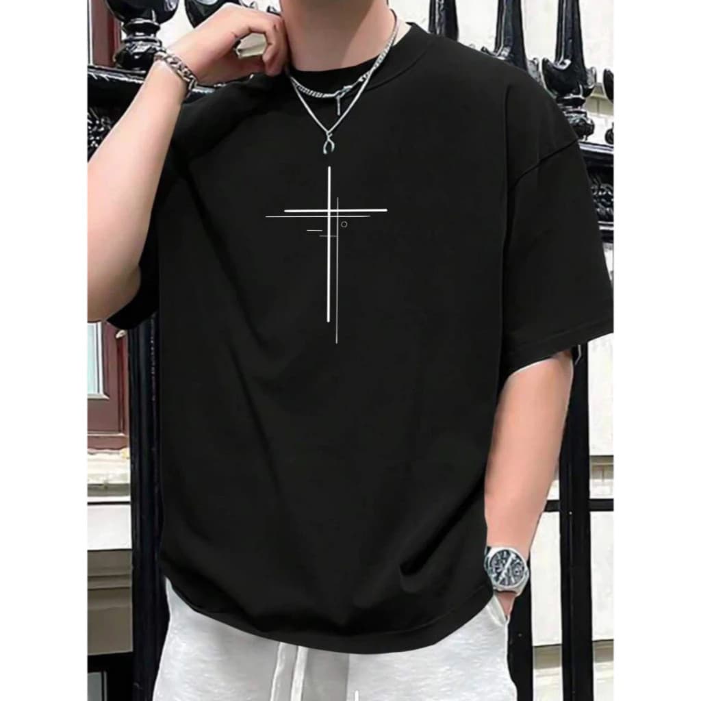 Camiseta Masculina Camisa Estampada Cruz Evangélica 100% Algodão Malha Premium 30.1