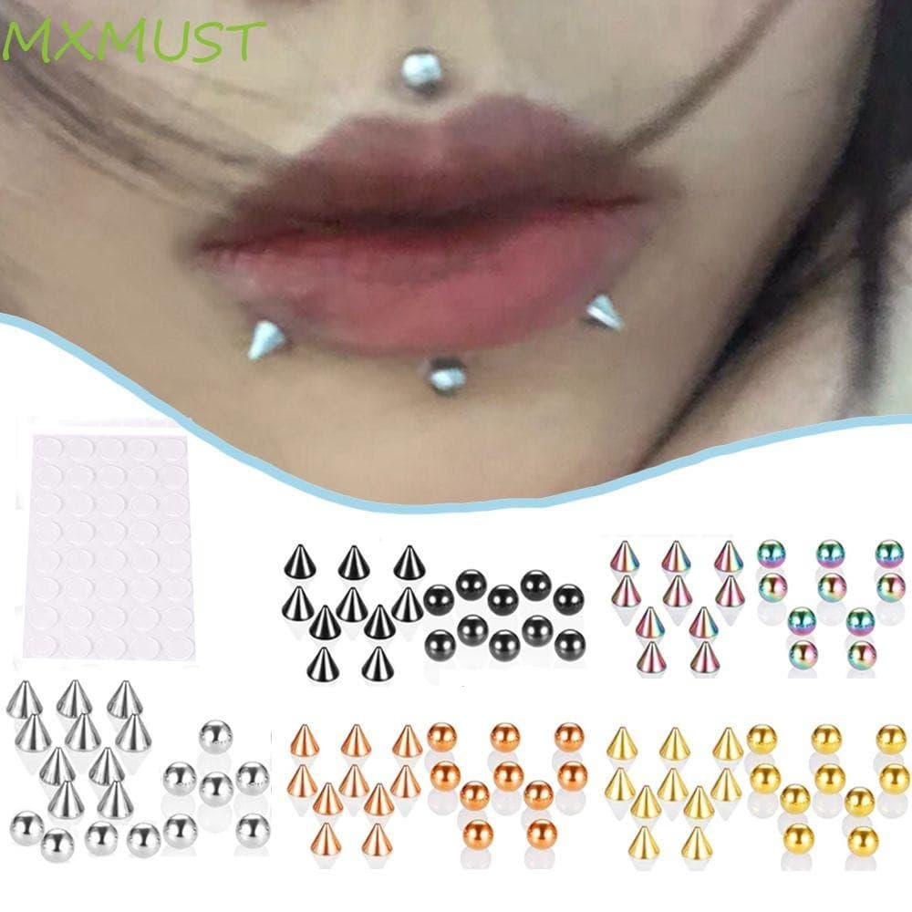 MXMUST Falso Lip Stud Para Mulheres Sem Piercing Com Adesivo Masculino Criativo Geométrico Joias