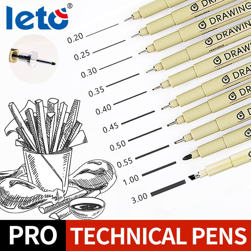 Arte Manga Outlining Caneta Micron Marcador Gancho Linha Agulha Para Esboço Escova Macia Suprimentos De Leto