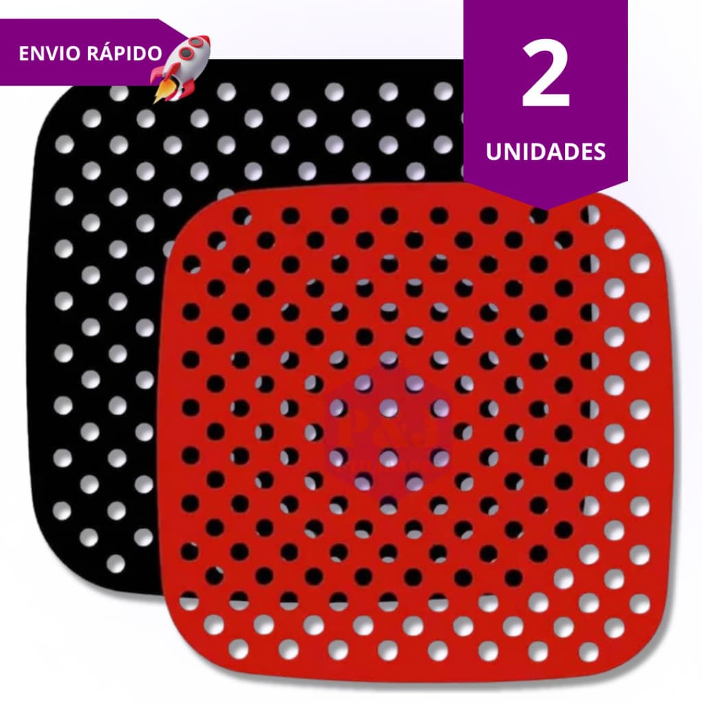 Kit 2 Forro Reutilizável Para Fritadeira Elétrica de Ar Air Fryer Silicone Antiaderente 21cm Quadrados Perfurados