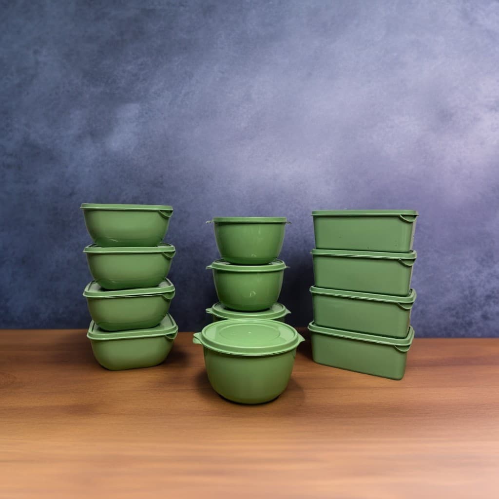 Potes Plásticos - Formatos Variados VERDE MENTA - Kits com 12, 9 e 6 unidades - 1 Litro cada - Vasilha/ Marmita