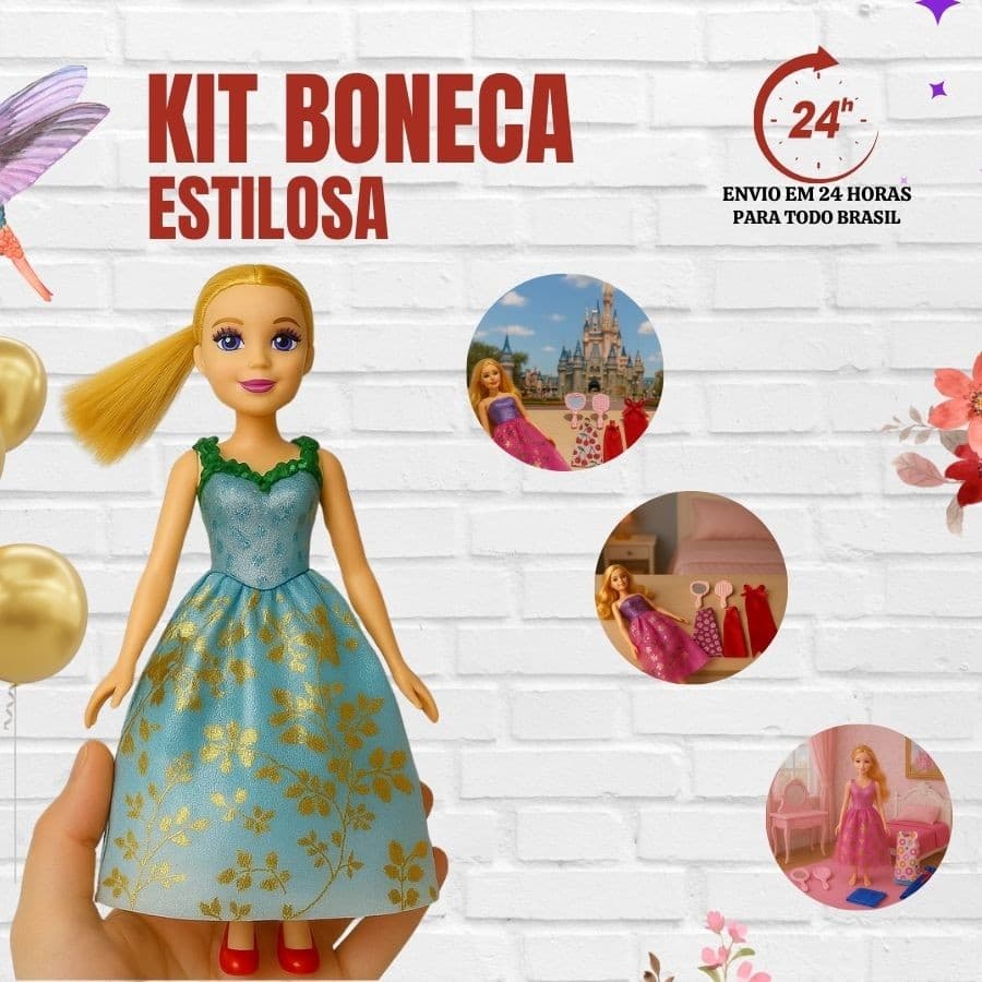 Original Boneca Garota Estilosa Glitter Clássica Articulada Baile de Gala - Sortido