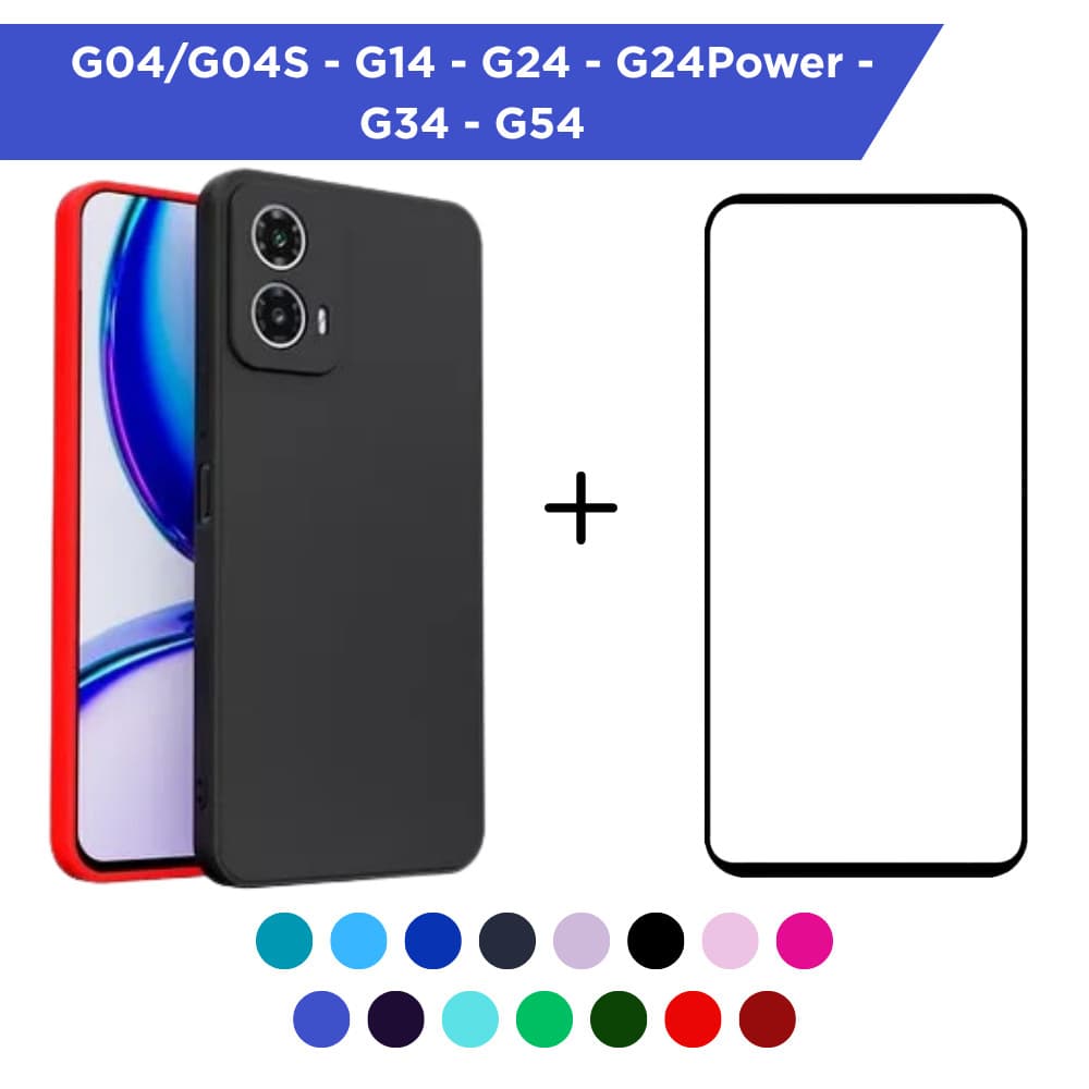 Capa Capinha Silicone Aveludada Case E Película 3D- Motorola Moto G04 G04S G14 G24 G24 POWER G34 G54