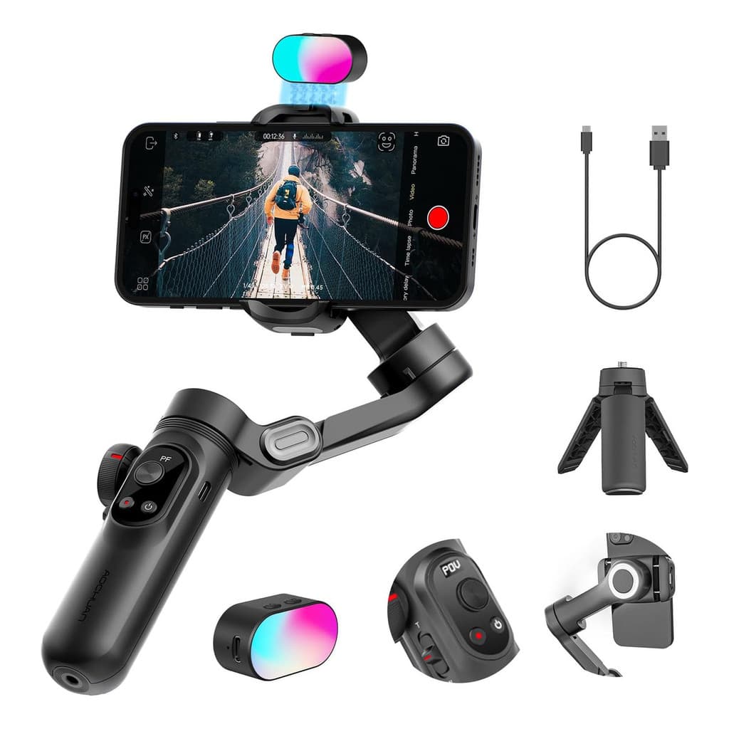 AOCHUAN Smart X Pro Estabilizador de Celular Gimbal Três Eixos Anti-Vibração Inteligente Cabeça de Câmera para Fotografi