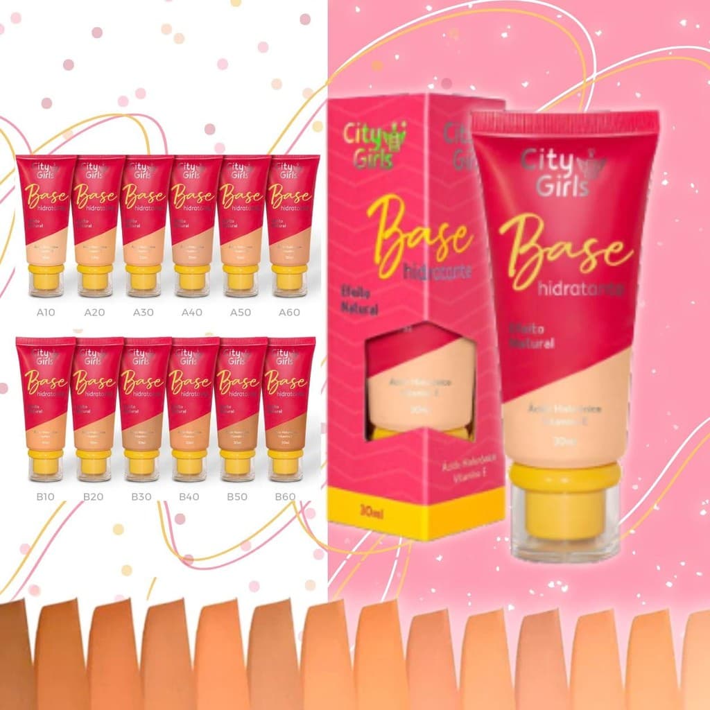 Base Líquida Facial Hidratante Efeito Natural City Girls