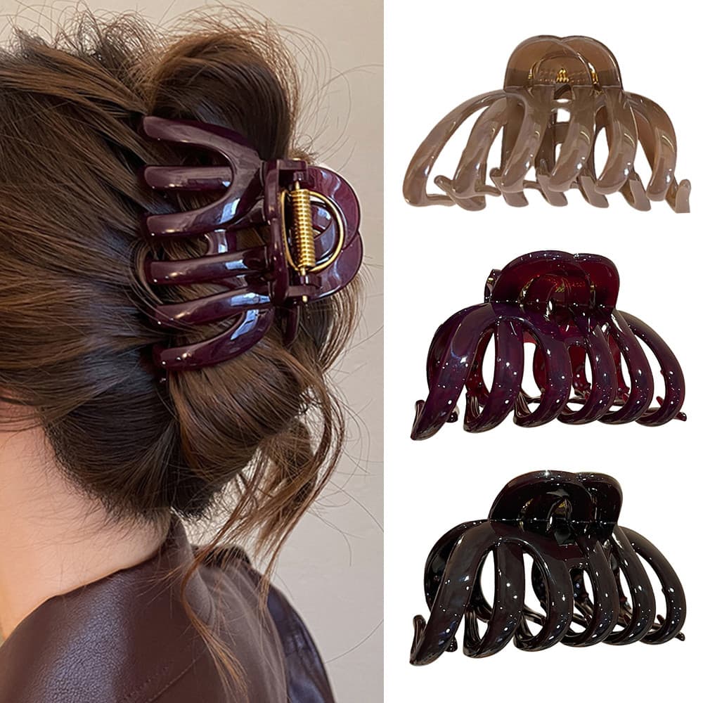 Grampo De Cabelo Oco Acrílico Tamanho Grande Coreano Moda Feminina Acessórios Para