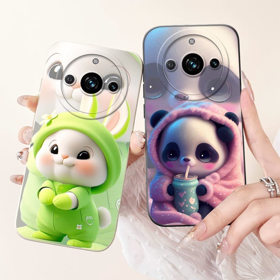 Para Realme 11 Pro + 11Pro 5G Lente Capa Protetora Realme11 Plus 5G Bonito Coelho Panda Dos Desenhos Animados Caso De Si
