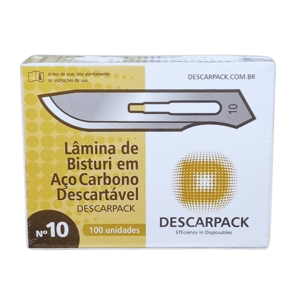 Lâmina Bisturi Aço Carbono c/ 100 Todos os Tamanhos - Corte Preciso Estéril Dermaplaning Podologia