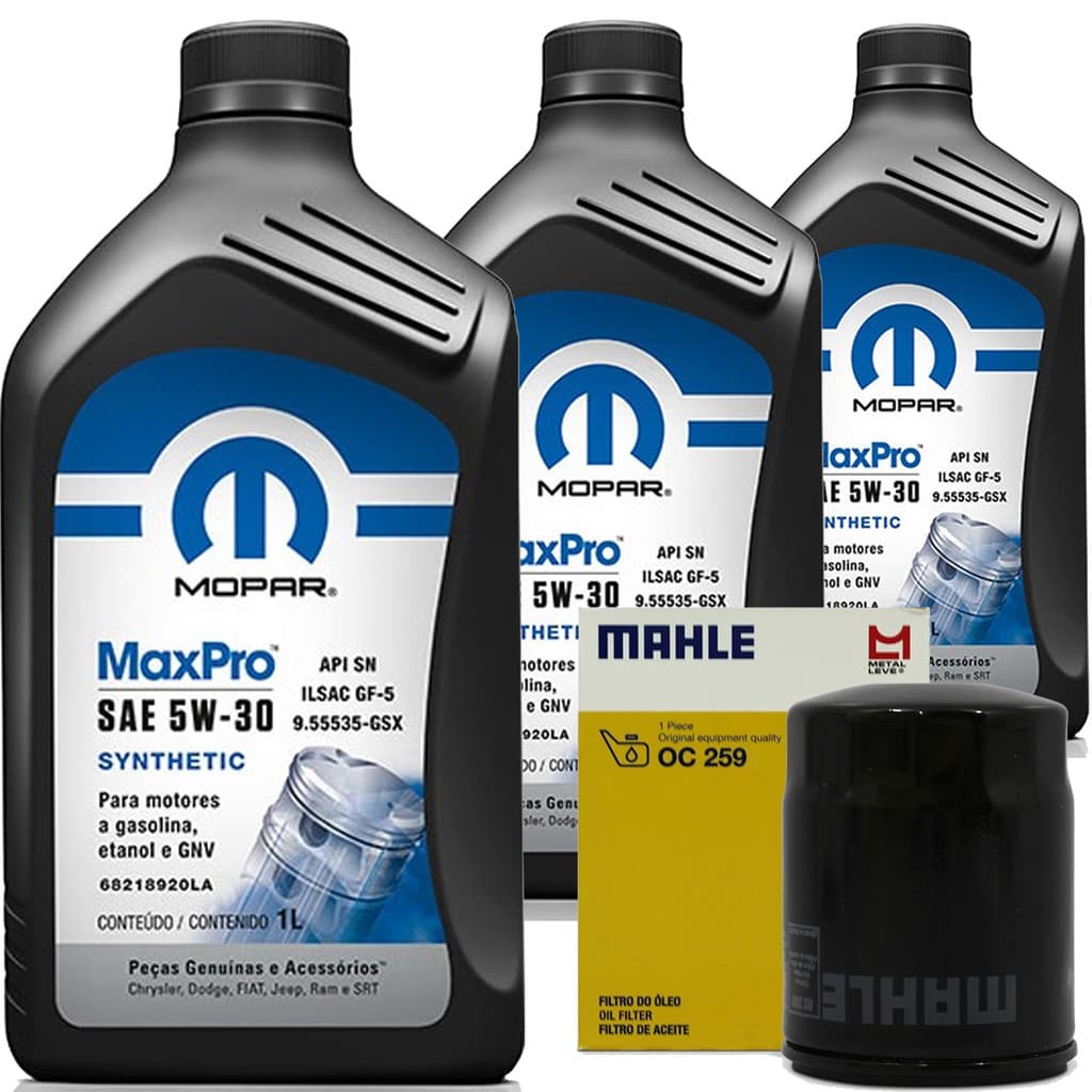 Kit 3 Litros De Óleo Mopar 5W30 E Filtro De Oleo Para Fiat Palio Uno Siena Mobi Motor Fire