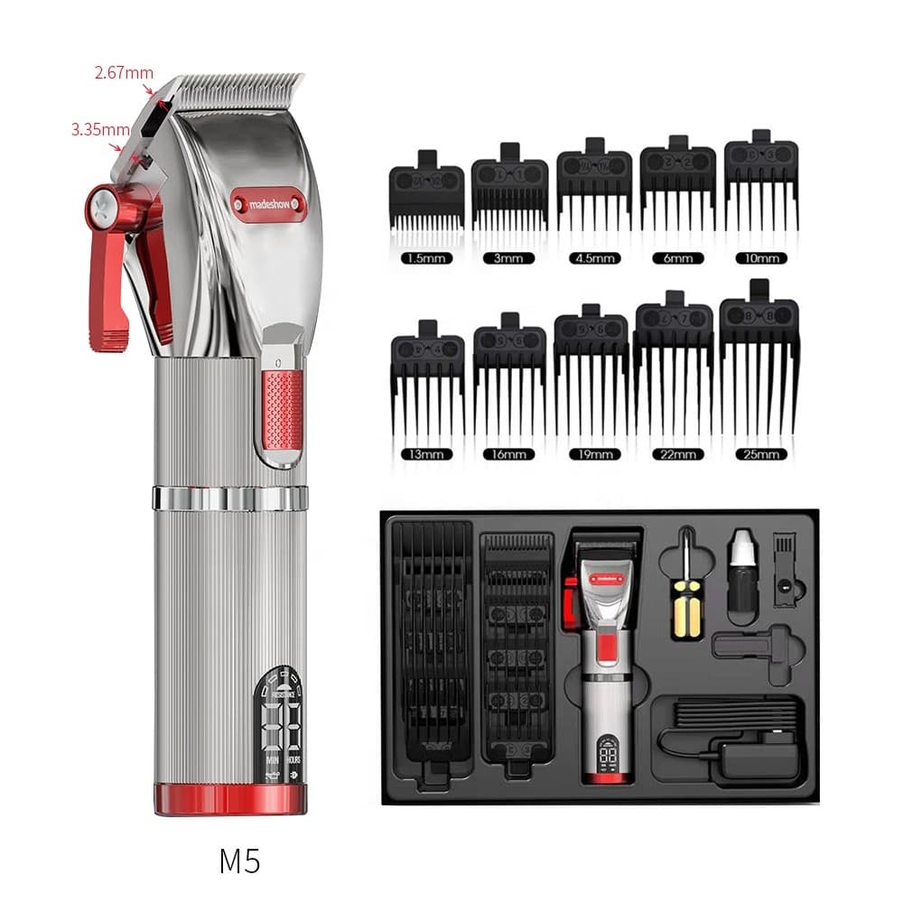 Madeshow M5 Aparador De Cabelo Máquina Corte Sem Fio Metal Elétrico Clippers Masculino Recarregável Profissional De Cort
