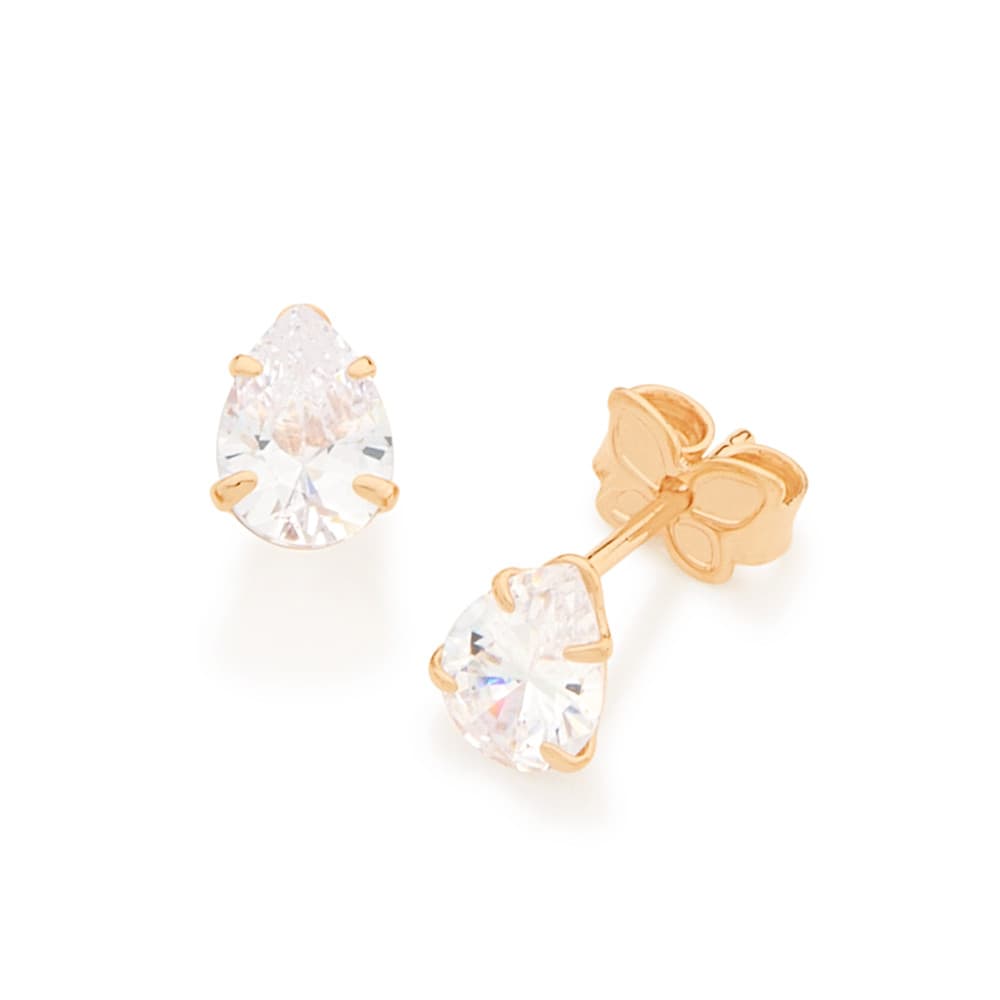 Brinco Rommanel Gota Solitário Com Zircônia 3 Cores - 526170 Original Original