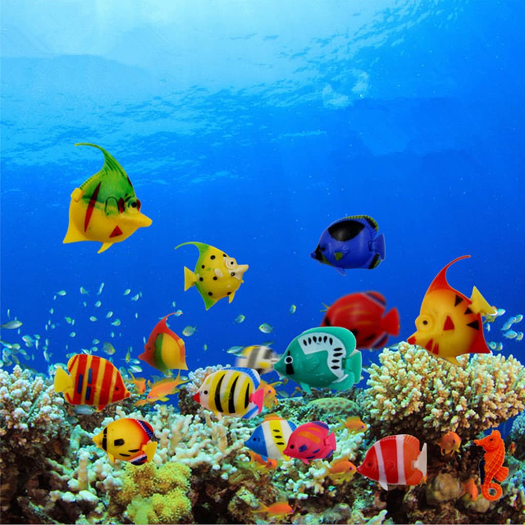 8 PCS Oceano Peixe Tropical Plástico Pequenos Peixes Flutuantes Vívidos Simulados Decorações De Tanque De Tropicais