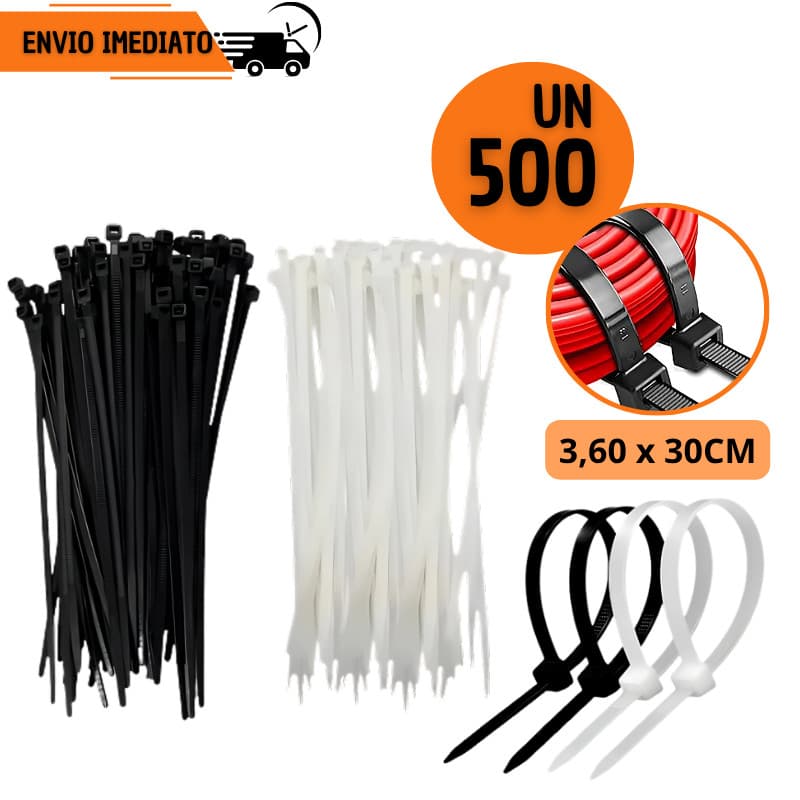 Kit 500 Abraçadeira Nylon 3,6x30 Enforca Gato Cintas Plásticas