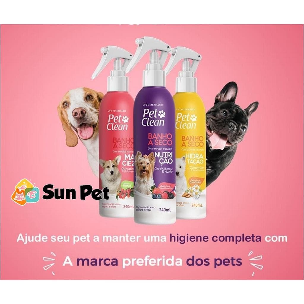 Banho A Seco Perfumado Pets Cães E Gatos Pet Clean Hidratação e Eficaz - 240ml