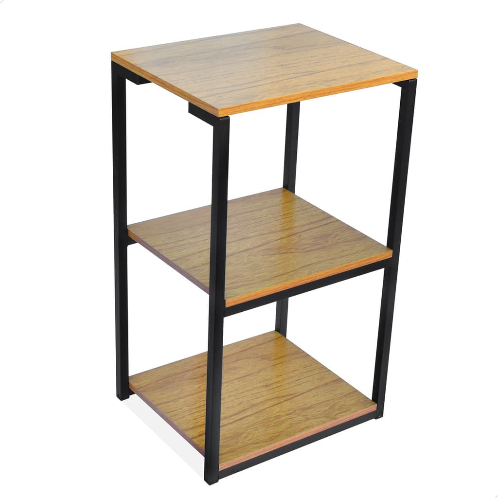 Prateleira Industrial Apoio Lateral Cor Preto Tampo Naturale