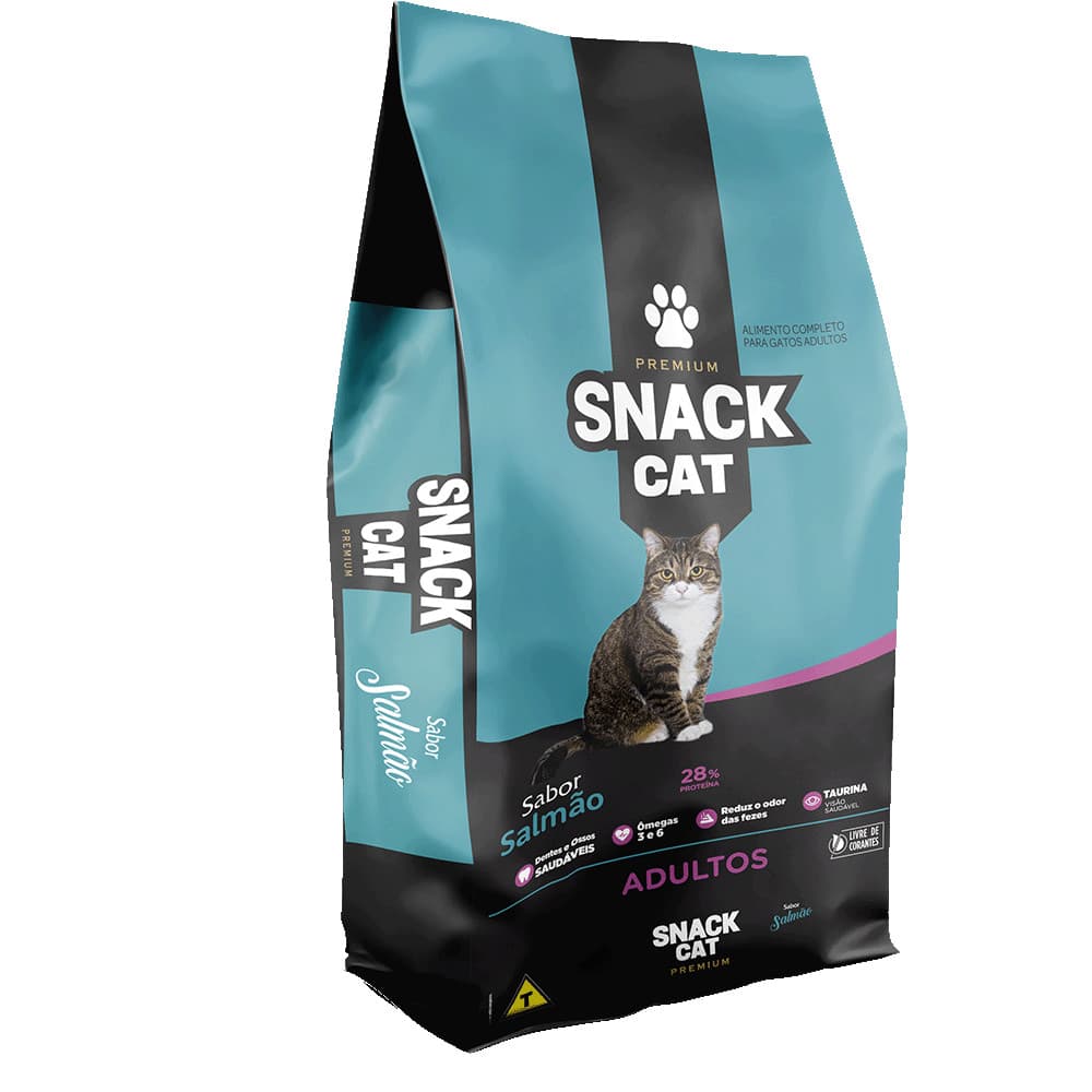 Ração para Gato Adulto Snack Cat Premium Salmão 28% Proteína 5kg