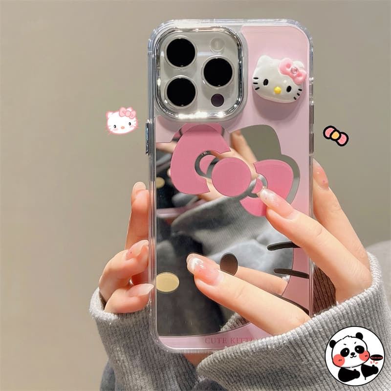 Capa De Telefone Espelhada 3D Hello Kitty Para Samsung Galaxy A16 A06 M55 F55 C55 M35 M52 M34 M14 F14 A55 A35 A25 A15 M1