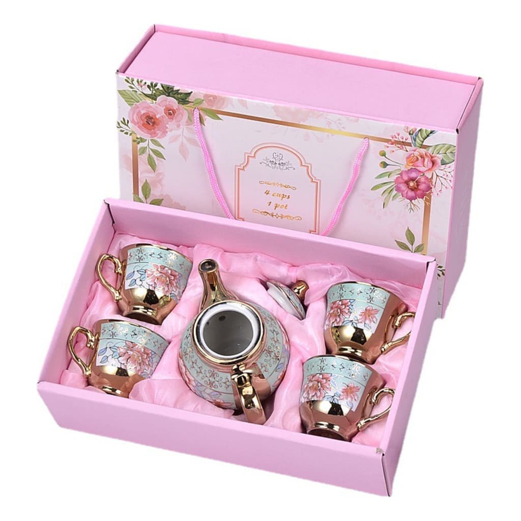 Conjunto Requintado De Xícara/bule De Café Em Cerâmica Com Caixa De Presente
