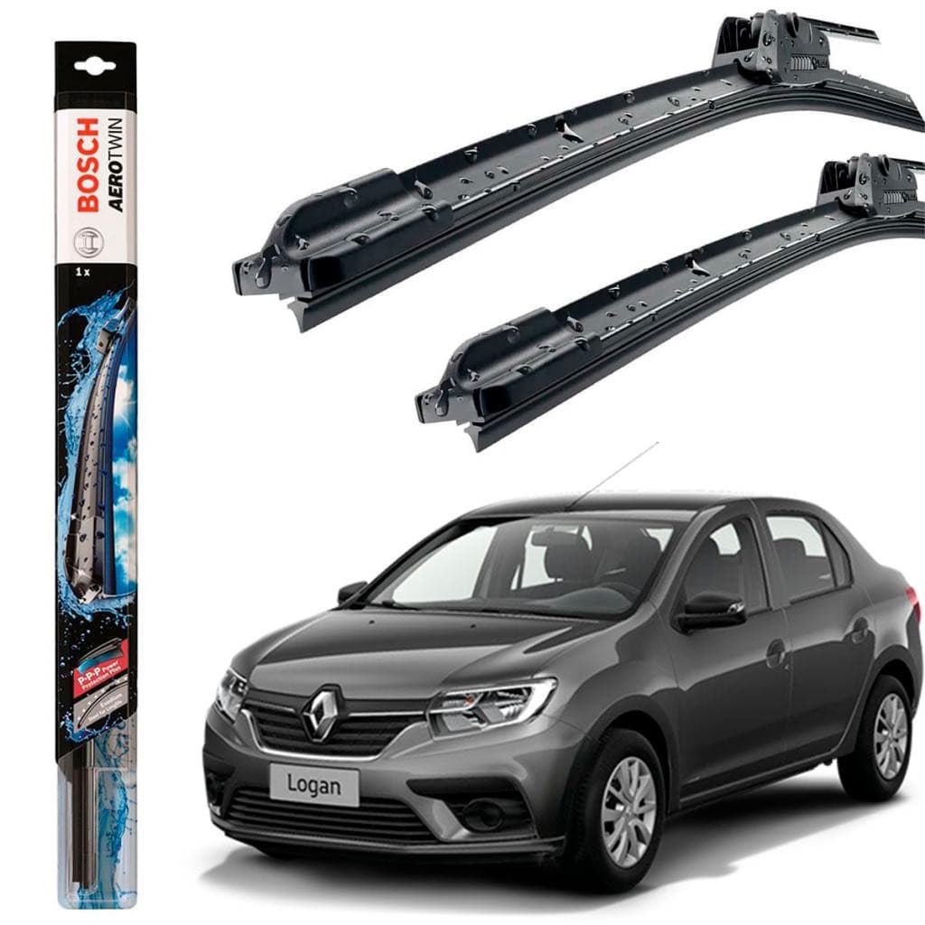 Kit Palheta Dianteira Limpador De Parabrisa Logan 2013 até 2022 Original Bosch