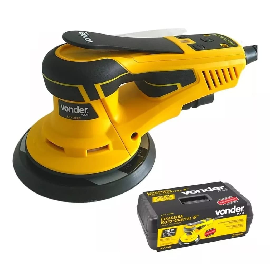 Lixadeira Roto Orbital 6" (150mm) 350W com Maleta Plástica Vonder LRV 350B (220V)