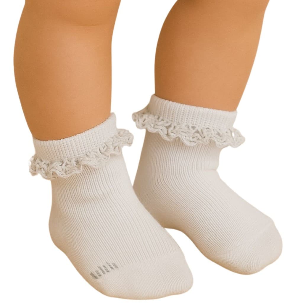 Meia Bebe Feminina Puket Soquete Cano Curto Rendada Algodão Frio Escolar