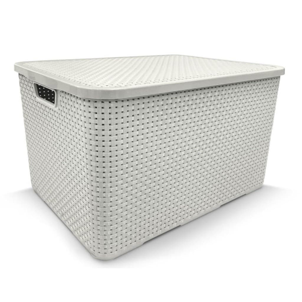 Caixa Organizadora Rattan Branca C/ Tampa - 4 Tamanhos 7L / 20L