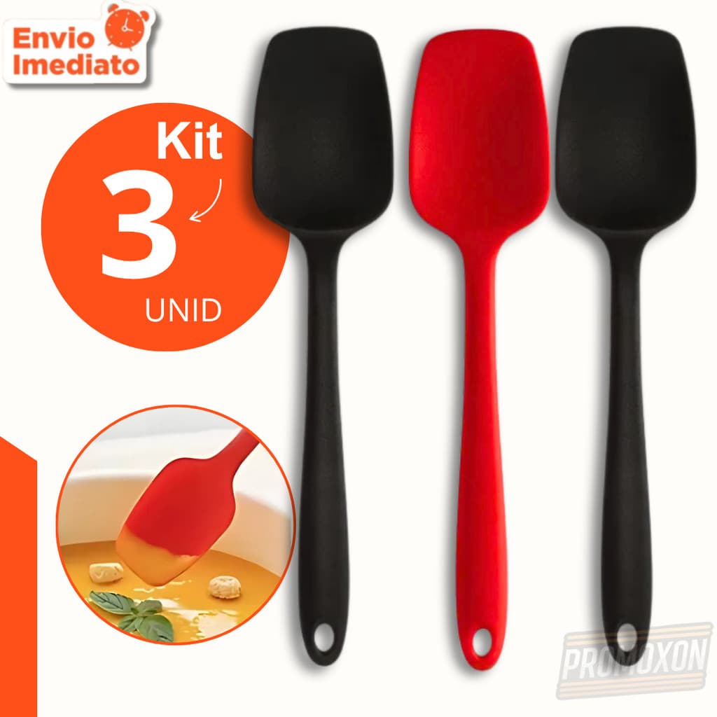 Espátula Multiuso Quadrada em Silicone Pão Duro Resistente Alta Temperatura Cozinha Kits Variados