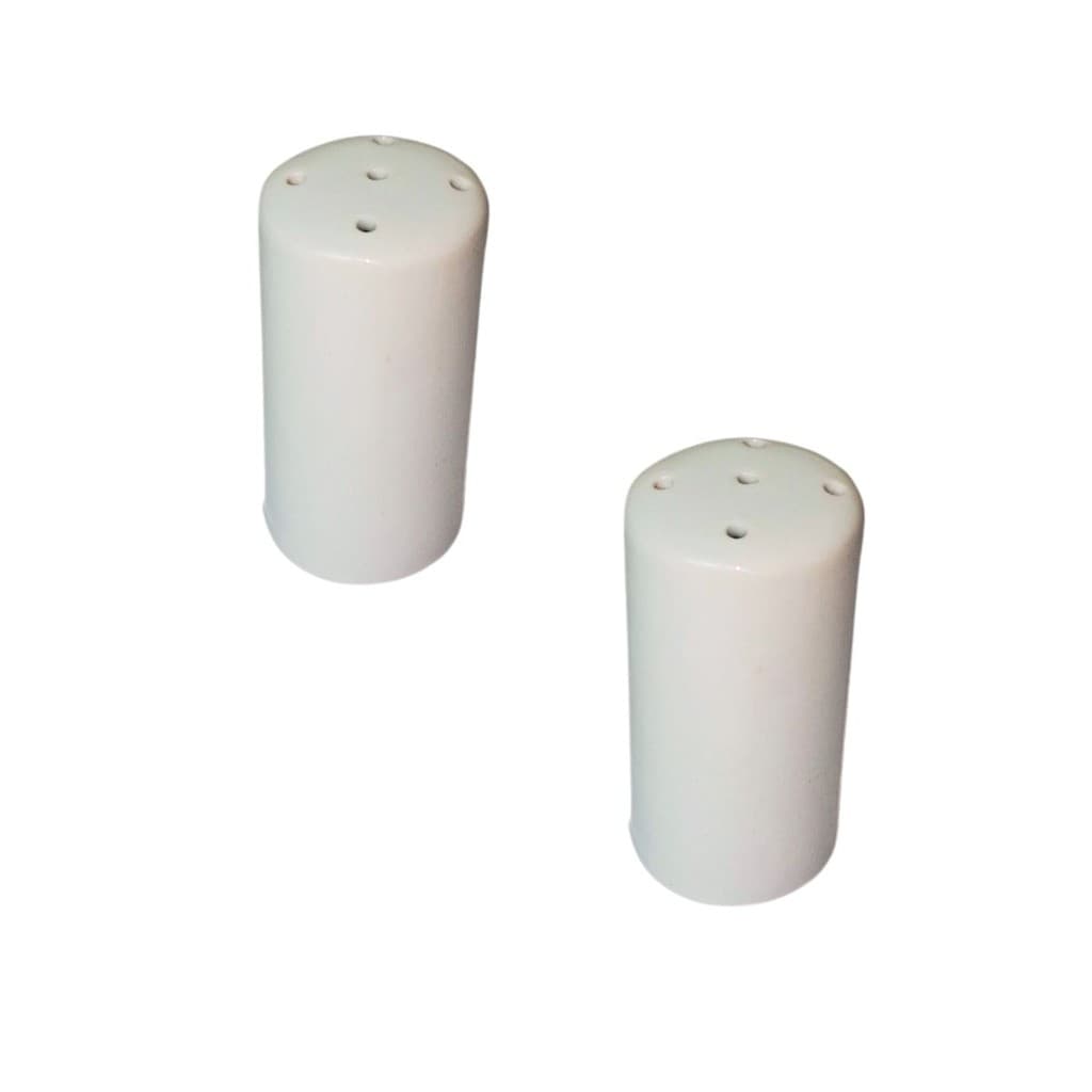 Kit 2 Saleiro Porcelana Branco Porta Temperos Sal e Pimenta