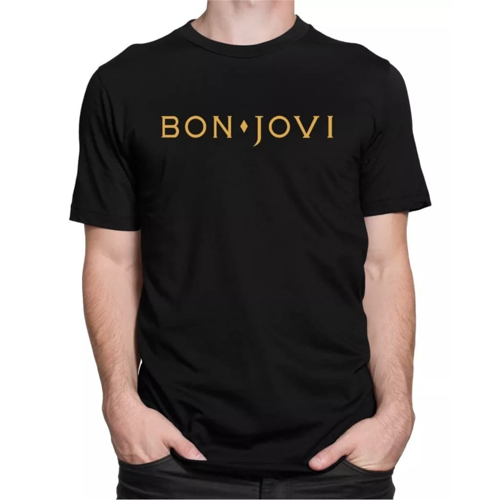 Camiseta Camisa Bon Jovi Banda Rock Pop Básica 100% Algodão