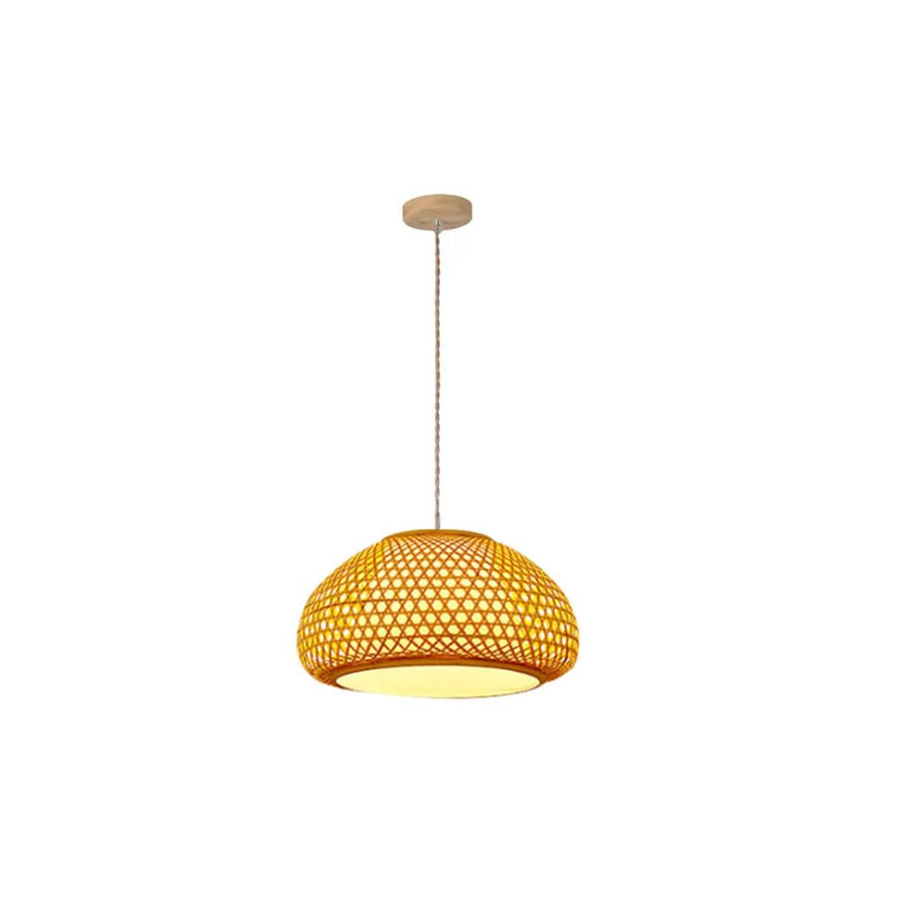 PENDENTE OVAL ILUMINAÇÃO AMBIENTE LED JAVA 40CM FIBRA DE BAMBU GMH