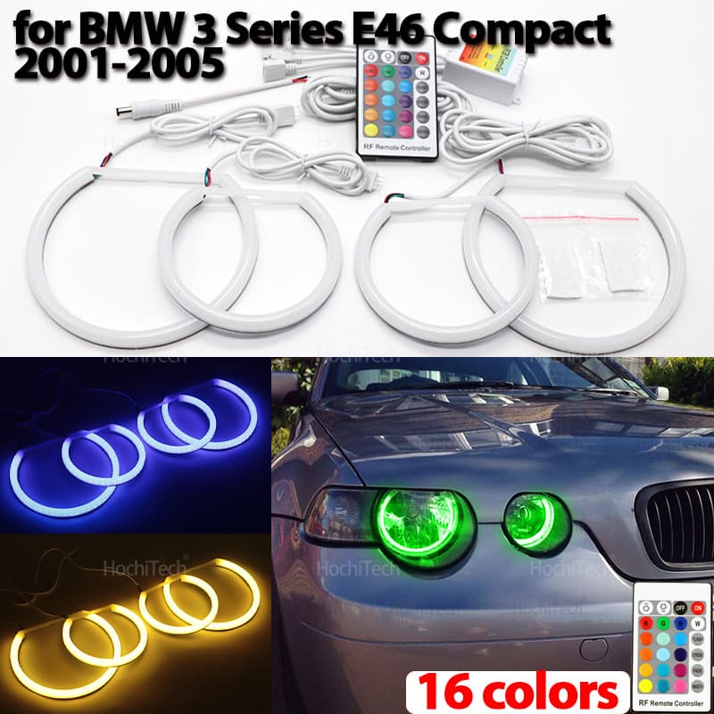 Alta Qualidade Multi Cor Algodão LED Anjo Olho Anel Controle Remoto Para BMW Série 3 E46 Compacto 2001 2002 2003 2004 20
