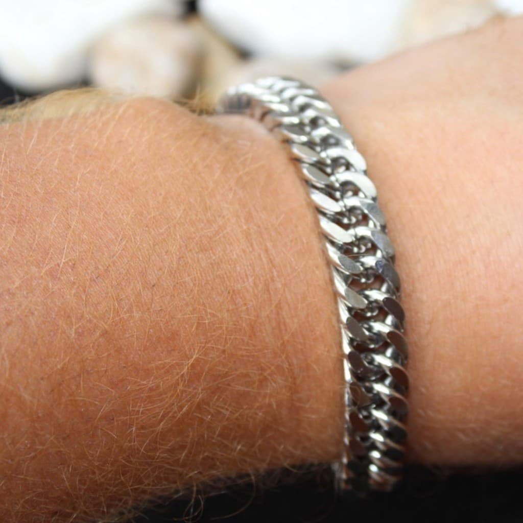 Pulseira Masculina Estilosa em Aço Inox Prateado