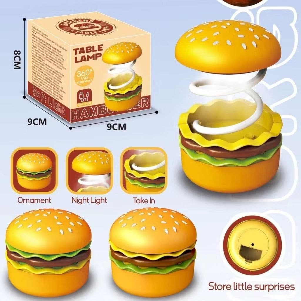 Luminária De Mesa Hambúrguer / Batata Frita Recarregável De Mesa Luz De Led