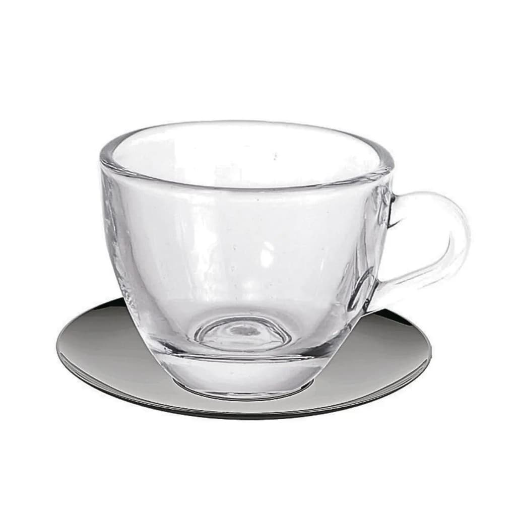 Jogo 4 Xícara De Café De Vidro Tiffany Pires Inox - Hauskraft
