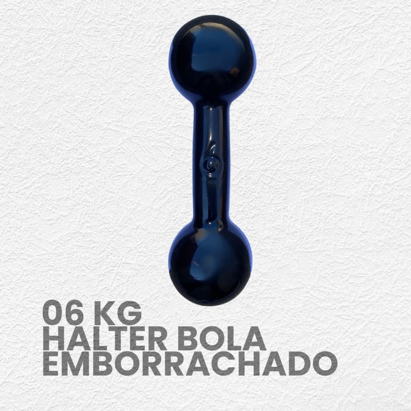 Halter Bola Emborrachado 6kg - Peso de Academia
