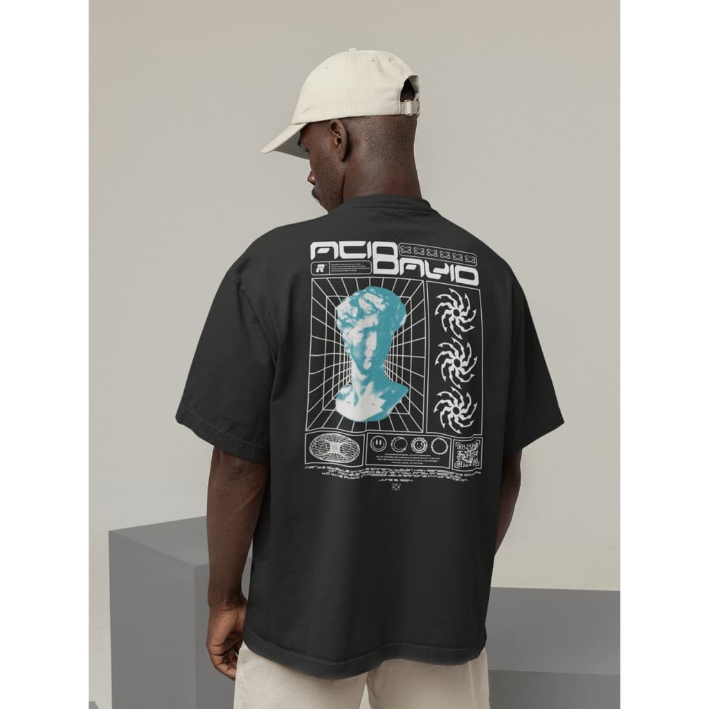 Camiseta Oversize Streetwear Masculino e Feminino 100% Algodão Treino e Dia a Dia Preto e Off Whte Estampado - ESTAMPADO