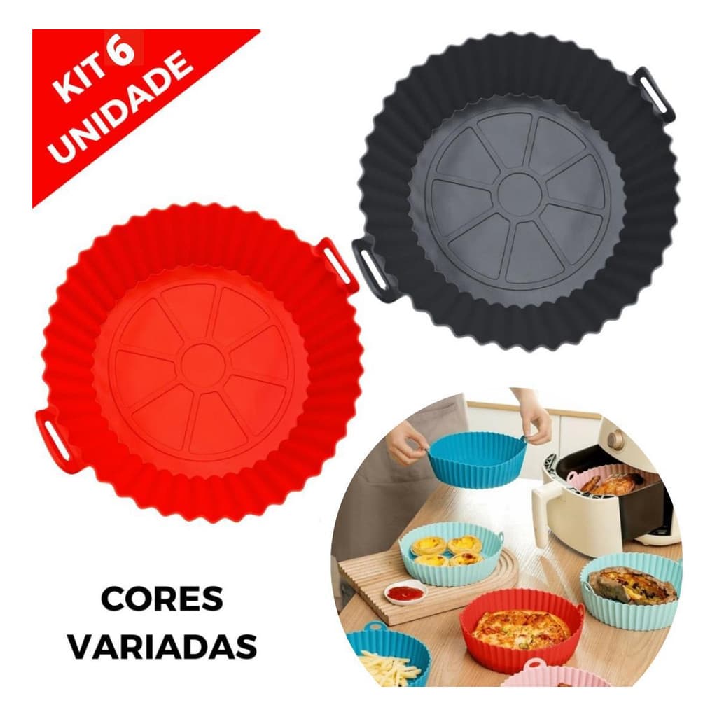 Kit 6 Formas Silicone Assadeira Airfryer Antiaderente