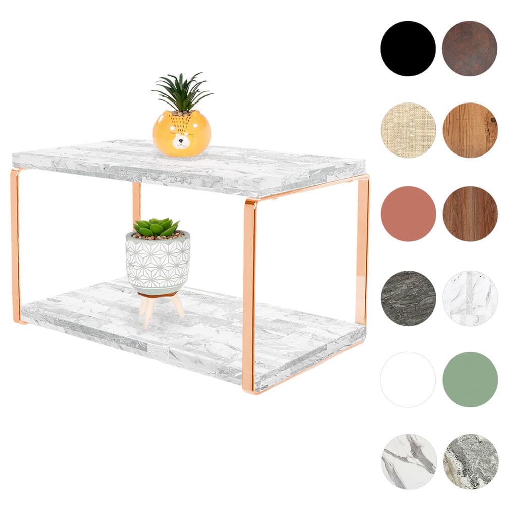 Prateleira Dupla Com Suporte De Aço Piatina Rosé Gold Nicho Decorativo Com Tampo MDF 18mm Prateleira 2 Andares
