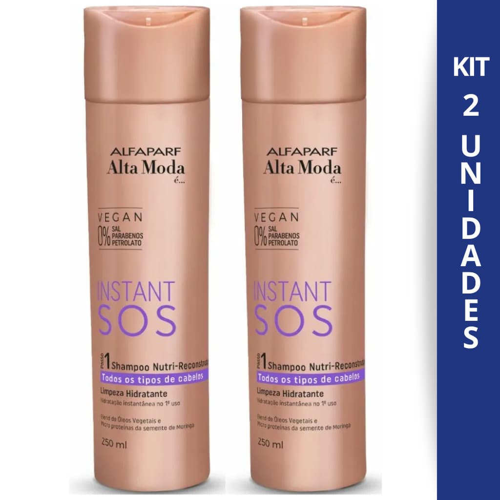 KIT 2 ALTA MODA SHAMPOO SOS INSTANT NUTRI-RECONSTRUTOR 250ML