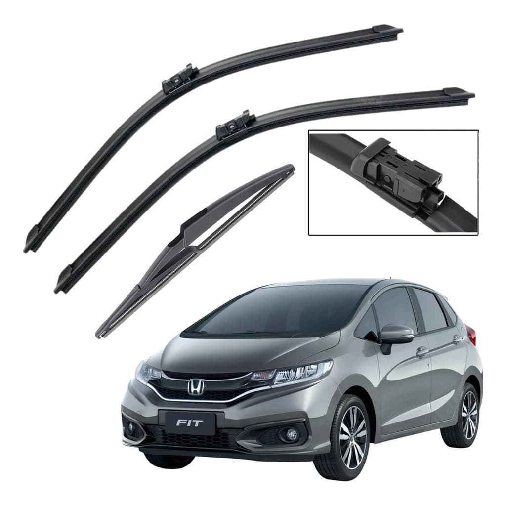 Kit Palhetas Limpador Parabrisa Silicone AeroFit Chuva Honda Fit 2018 À 2021