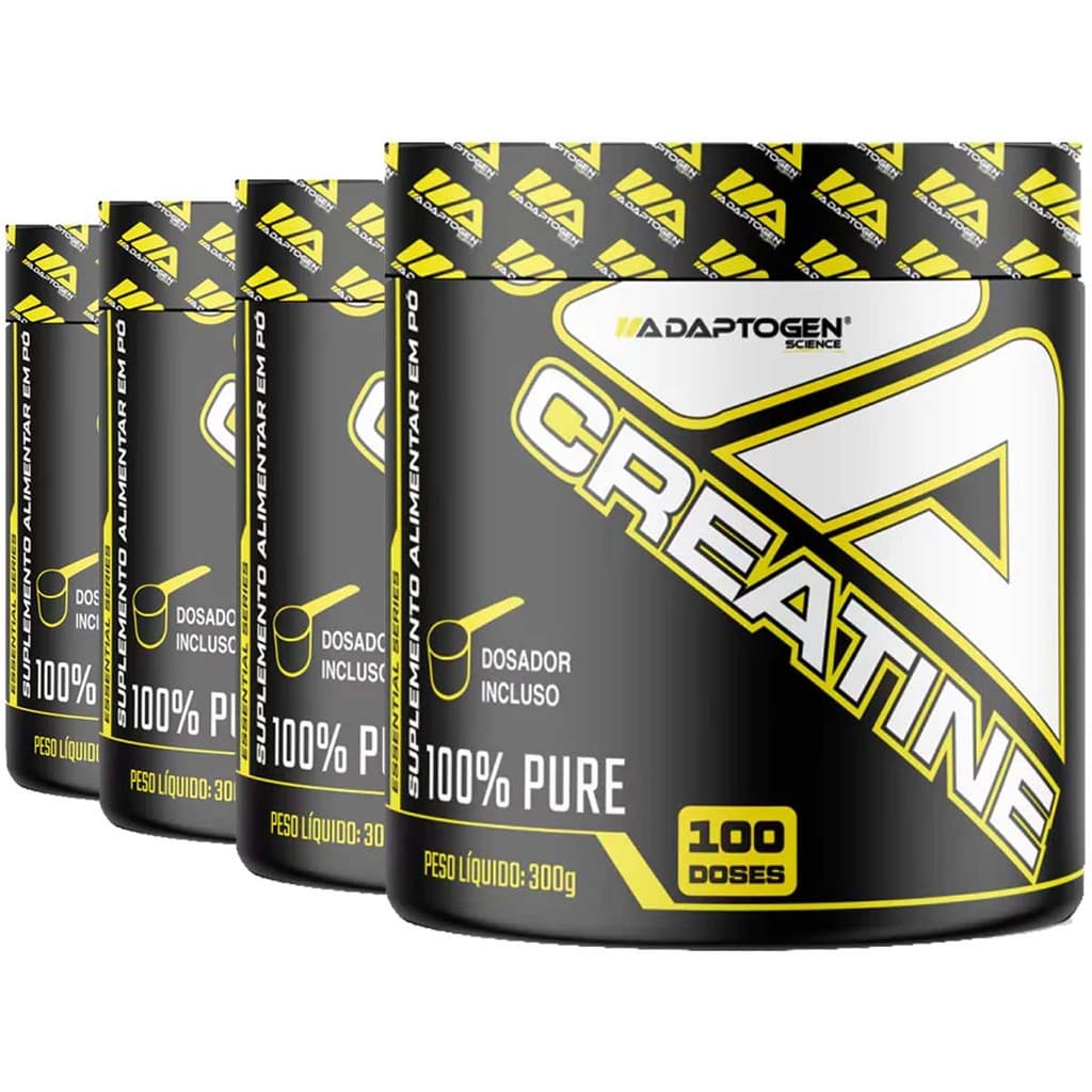 Combo 4x Creatina Monohidratada 100% Pura 300g Adaptogen