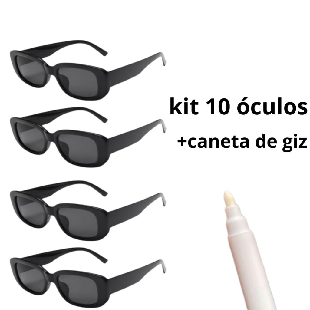 kit 10 óculos retro + caneta de giz