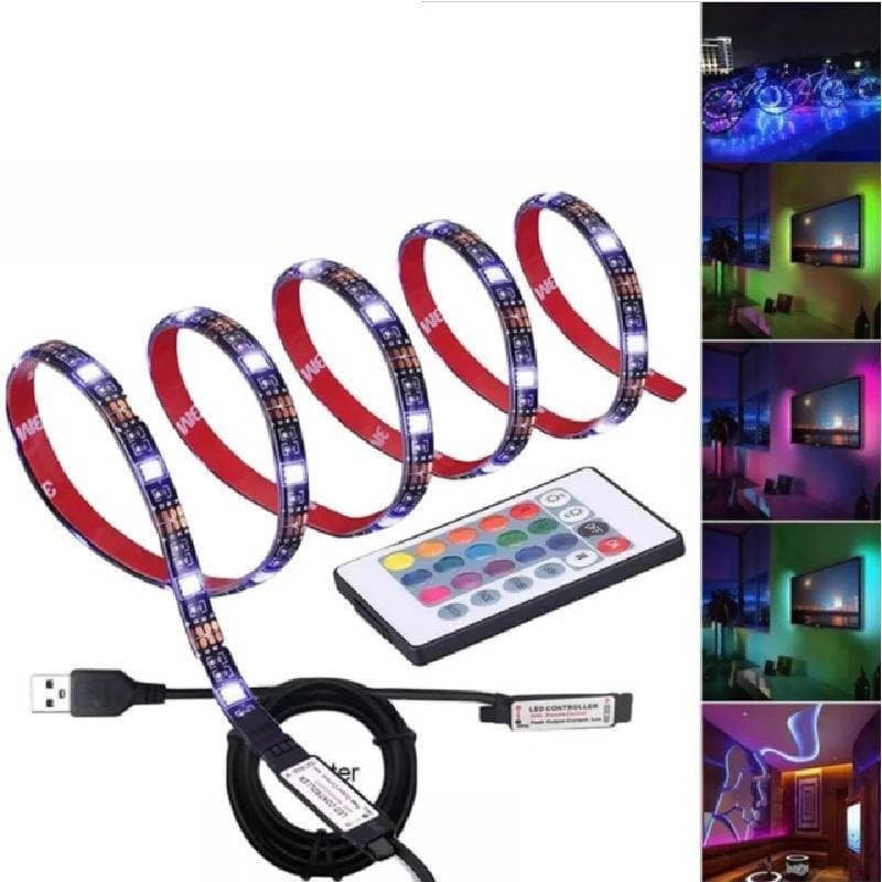 Fita Led 5050 Rgb Colorida Controle 5mts 5v Usb Para Tv Pc