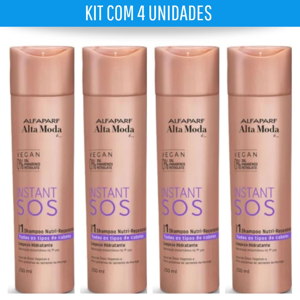 KIT 4 ALTA MODA SHAMPOO SOS INSTANT NUTRI-RECONSTRUTOR 250ML