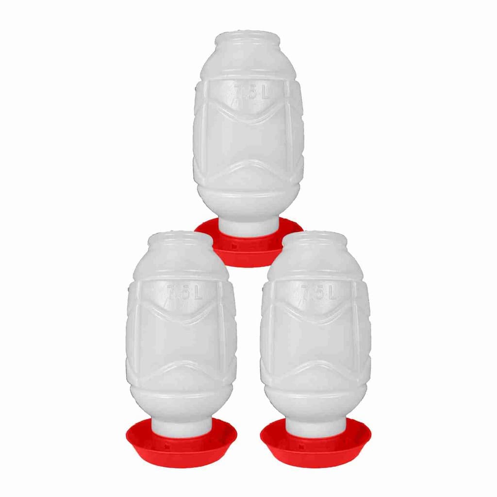Kit 3 Bebedouro Para Aves Plastico Com Rosca 7,5 litros