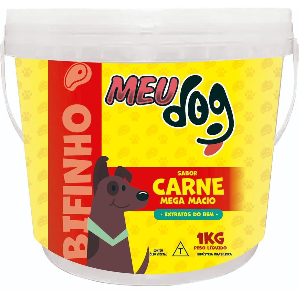 Bifinho para cachorro Meu Dog Sabor CARNE 1Kg Baldinho