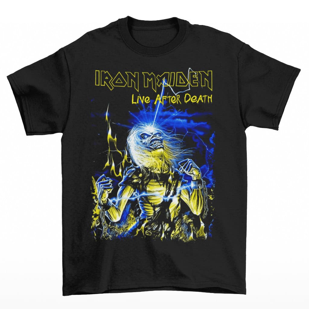 Camiseta Masculina Estampa Banda de Rock Iron Maiden Live After Death - Camisa 100% Algodão - Envio Imediato - VS Shopp